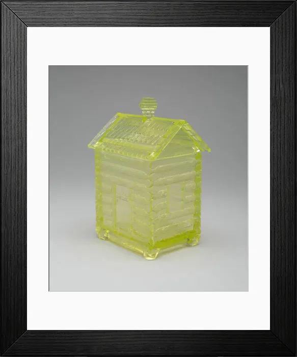 Framed Print : Log Cabin pattern covered sugar bowl, c. 1875. Creator: Central Glass Company Framed Print : Log Cabin pattern covered sugar bowl, c. 1875. Creator: Central Glass Company