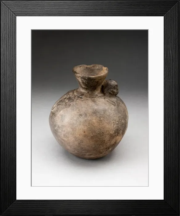 Framed Print : Brownware Jar with Monkey in Relief on Flared Neck, A. D. 1000 / 1400. Creator: Unknown Framed Print : Brownware Jar with Monkey in Relief on Flared Neck, A. D. 1000 / 1400. Creator: Unknown