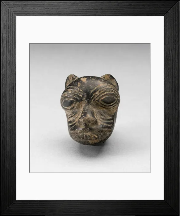 Framed Print : Fragment from a Blackware Vessel in the Form of a Puma Head, A. D. 1000  /  1400