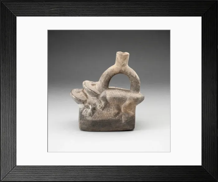 Framed Print : Stirrup Spout Vessel Depicting Frogs Mating, A. D. 1100 / 1470. Creator: Unknown Framed Print : Stirrup Spout Vessel Depicting Frogs Mating, A. D. 1100 / 1470. Creator: Unknown