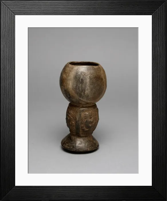 Framed Print : Blackware Incense Burner with Relief Depicting Felines, A. D. 1200 / 1450. Creator: Unknown Framed Print : Blackware Incense Burner with Relief Depicting Felines, A. D. 1200 / 1450. Creator: Unknown