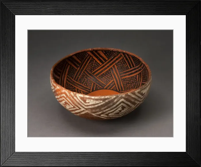 Framed Print : Bowl with Black Interlocking Lattice on Interior, and White Interlocking Squared Spirals Framed Print : Bowl with Black Interlocking Lattice on Interior, and White Interlocking Squared Spirals