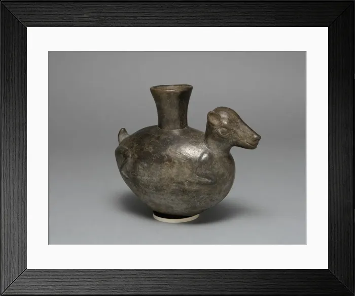 Framed Print : Blackware Jar in the Form of an Animal, Possibly a Llama, A. D. 1200 / 1450 Framed Print : Blackware Jar in the Form of an Animal, Possibly a Llama, A. D. 1200 / 1450