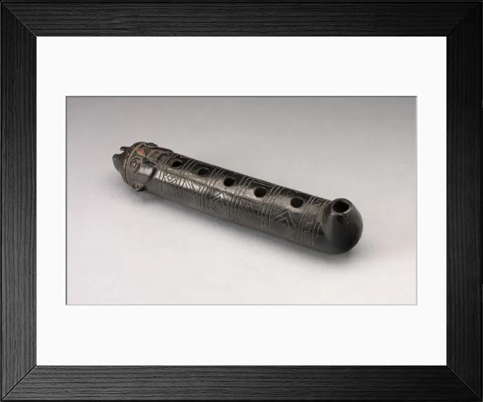 Framed Print : Flute with Incised Geometric Motif and Mouth in the Form of a Human Head, A. D. 1200 / 1450 Framed Print : Flute with Incised Geometric Motif and Mouth in the Form of a Human Head, A. D. 1200 / 1450