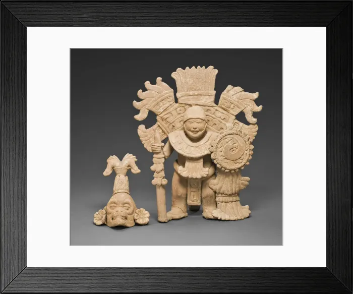 Framed Print : Standing Warrior Figure with Removable Mask and Headdress, A. D. 700 / 1000 Framed Print : Standing Warrior Figure with Removable Mask and Headdress, A. D. 700 / 1000