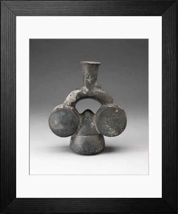 Framed Print : Stirrup Spout Vessel in the Form of Two Drums, A. D. 1200 / 1450. Creator: Unknown Framed Print : Stirrup Spout Vessel in the Form of Two Drums, A. D. 1200 / 1450. Creator: Unknown
