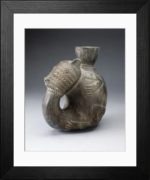 Framed Print : Jug in the Form of a Curled Animal, with Tail in Mouth, Possibly a Feline, A. D. 1000 / 1400 Framed Print : Jug in the Form of a Curled Animal, with Tail in Mouth, Possibly a Feline, A. D. 1000 / 1400