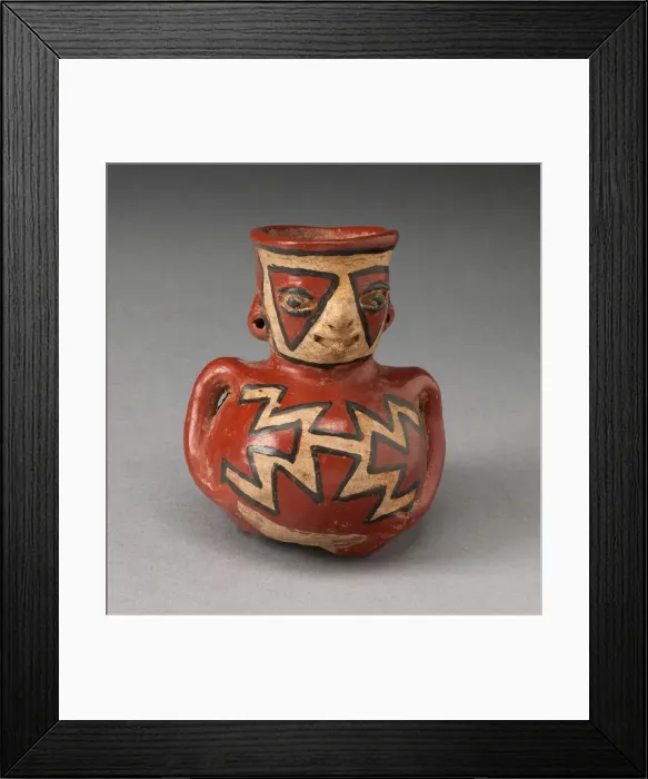 Framed Print : Vessel in the Form of a Figure with Geometric Face and Body Paint, 500 B. C. / A. D. 200 Framed Print : Vessel in the Form of a Figure with Geometric Face and Body Paint, 500 B. C. / A. D. 200