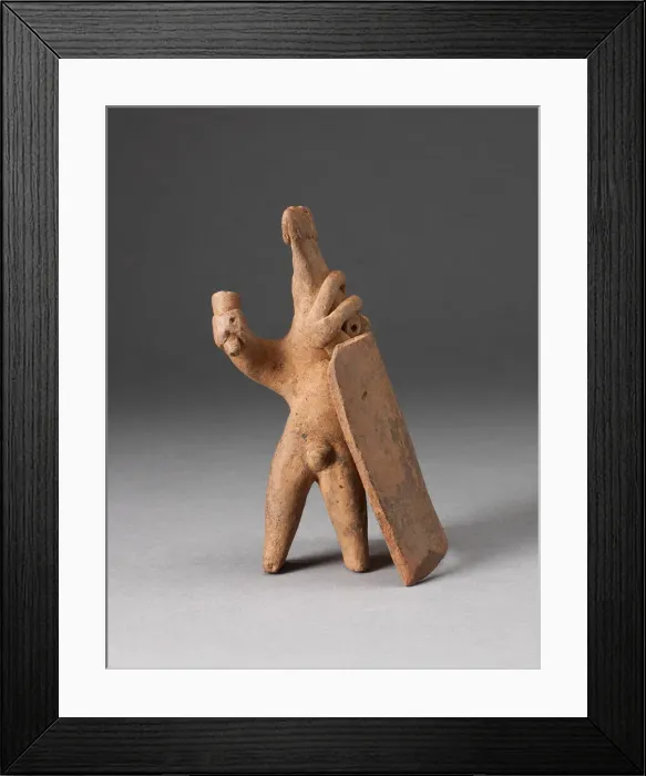 Framed Print : Figurine of a Warrior with Square Sheild and Weapon, 200 B. C. / A. D. 200. Creator: Unknown Framed Print : Figurine of a Warrior with Square Sheild and Weapon, 200 B. C. / A. D. 200. Creator: Unknown