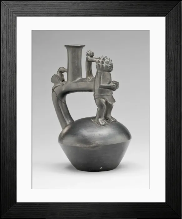 Framed Print : Vessel Depicting a Standing Figure with an Attendant, A. D. 1200 / 1450. Creator: Unknown Framed Print : Vessel Depicting a Standing Figure with an Attendant, A. D. 1200 / 1450. Creator: Unknown