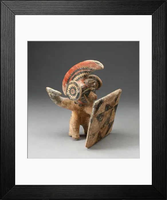 Framed Print : Warrior with Headress and Shield, 200 B. C. / A. D. 200. Creator: Unknown Framed Print : Warrior with Headress and Shield, 200 B. C. / A. D. 200. Creator: Unknown
