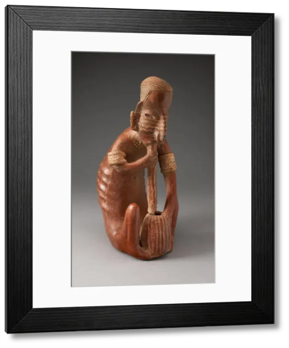 Framed Print : Seated Figure Drinking from a Vessel using a Tube, 200 B. C. / A. D. 300. Creator: Unknown Framed Print : Seated Figure Drinking from a Vessel using a Tube, 200 B. C. / A. D. 300. Creator: Unknown