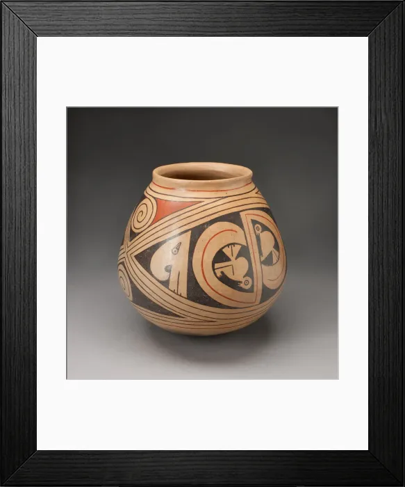 Framed Print : Jar with Diamond-Shaped Frames with Abstract Birds and Coiling Motifs, A. D. 1280 / 1450 Framed Print : Jar with Diamond-Shaped Frames with Abstract Birds and Coiling Motifs, A. D. 1280 / 1450