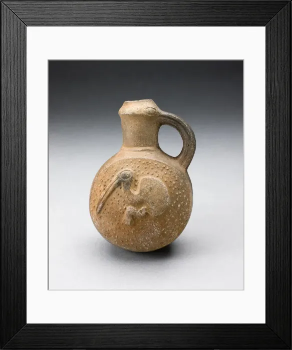 Framed Print : Handled Brownware Jug with Bird Impressed on Side, A. D. 1000 / 1400. Creator: Unknown Framed Print : Handled Brownware Jug with Bird Impressed on Side, A. D. 1000 / 1400. Creator: Unknown