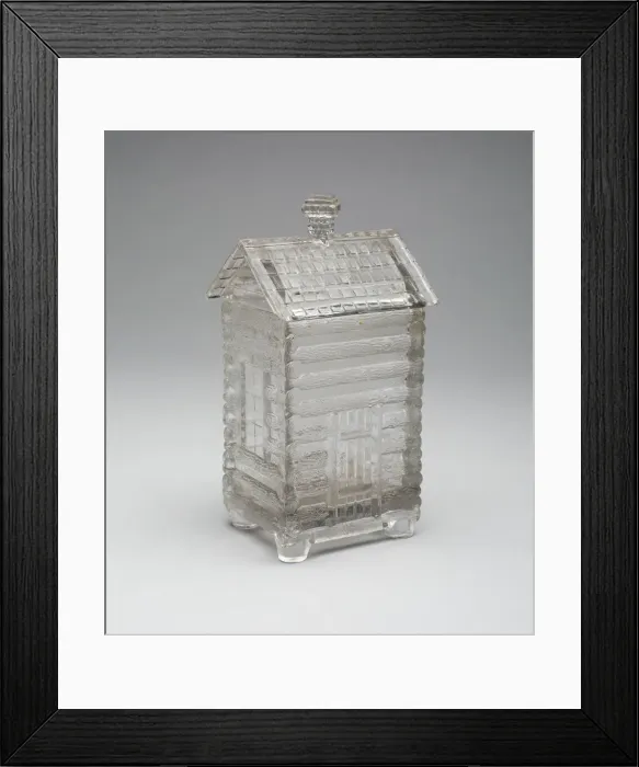 Framed Print : Log Cabin pattern marmalade covered jar, c. 1875. Creator: Central Glass Company Framed Print : Log Cabin pattern marmalade covered jar, c. 1875. Creator: Central Glass Company