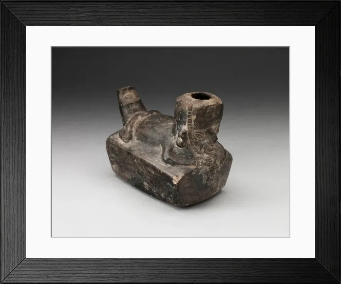 Framed Print : Vessel in the Form of a Flute-Player Laying atop Rectangle Shape, A. D. 1000 / 1400 Framed Print : Vessel in the Form of a Flute-Player Laying atop Rectangle Shape, A. D. 1000 / 1400
