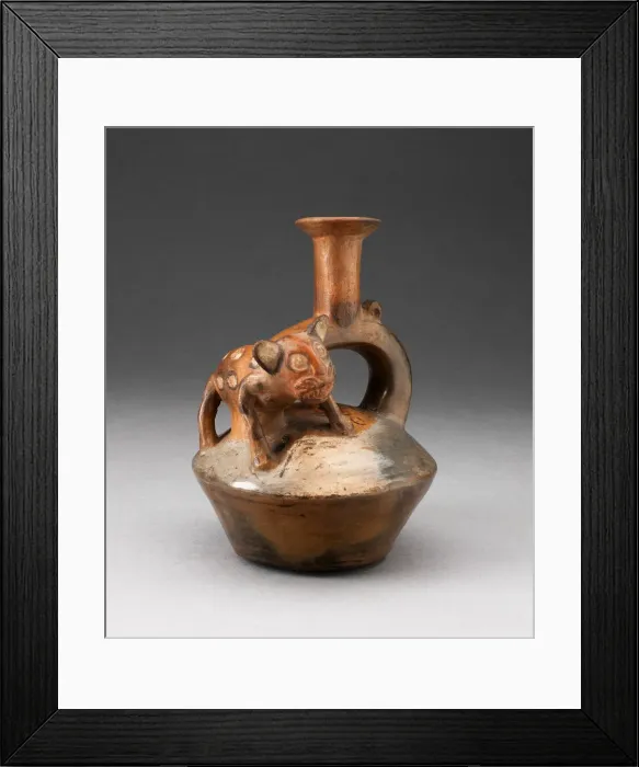 Framed Print : Stirrup Spout Vessel with Spotted Feline Standing on Top, A. D. 1200 / 1470 Framed Print : Stirrup Spout Vessel with Spotted Feline Standing on Top, A. D. 1200 / 1470