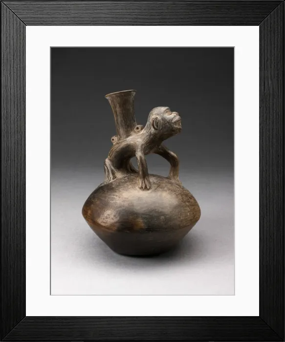 Framed Print : Single-Spout Vessel with a Monkey Standing on Top, A. D. 1200 / 1470. Creator: Unknown Framed Print : Single-Spout Vessel with a Monkey Standing on Top, A. D. 1200 / 1470. Creator: Unknown