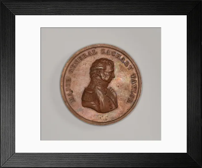 Framed Print : Medal commemorating Major General Zachary Taylor, 1847. Creator: Charles C. Wright Framed Print : Medal commemorating Major General Zachary Taylor, 1847. Creator: Charles C. Wright