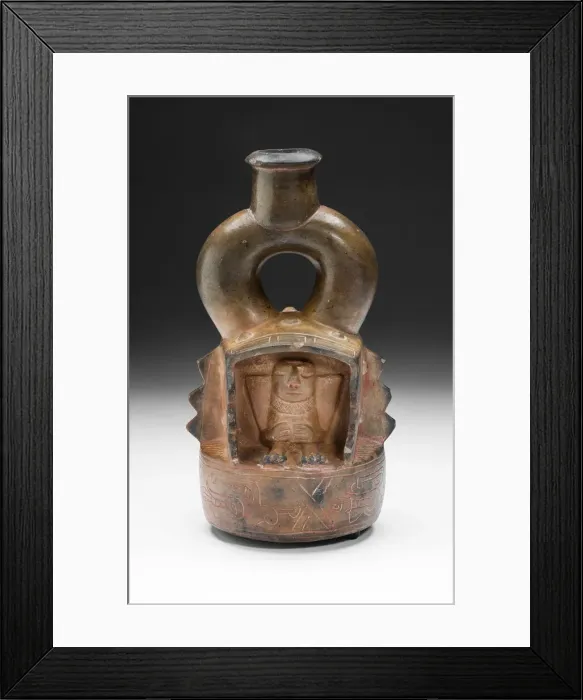 Framed Print : Vessel with Figure Seated Inside a Structure, c. 800 B. C. Creator: Unknown Framed Print : Vessel with Figure Seated Inside a Structure, c. 800 B. C. Creator: Unknown