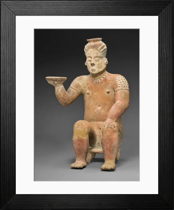 Framed Print : Seated Female Figure Holding a Bowl, A. D. 100 / 800. Creator: Unknown Framed Print : Seated Female Figure Holding a Bowl, A. D. 100 / 800. Creator: Unknown