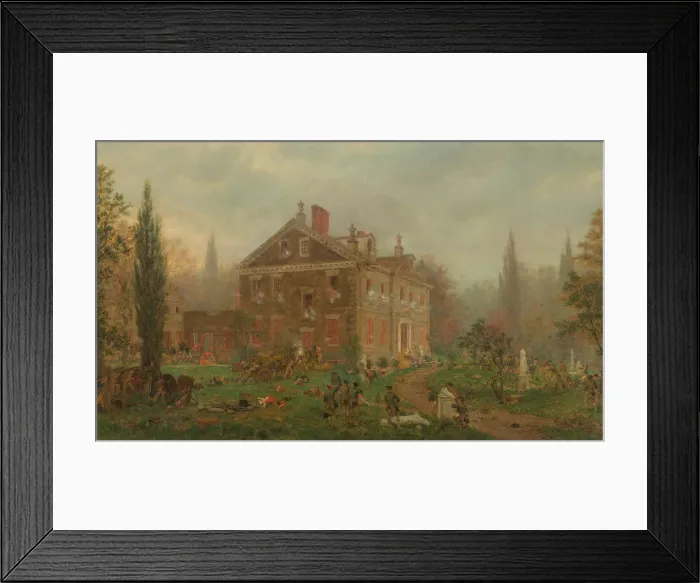Framed Print : The Attack on Chews House during the Battle of Germantown, 1777, 1878 Framed Print : The Attack on Chews House during the Battle of Germantown, 1777, 1878