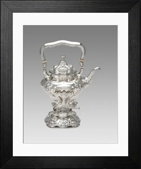 Framed Print : Hot Water Kettle with Stand and Burner, c. 1900. Creator: Gorham Manufacturing Company Framed Print : Hot Water Kettle with Stand and Burner, c. 1900. Creator: Gorham Manufacturing Company