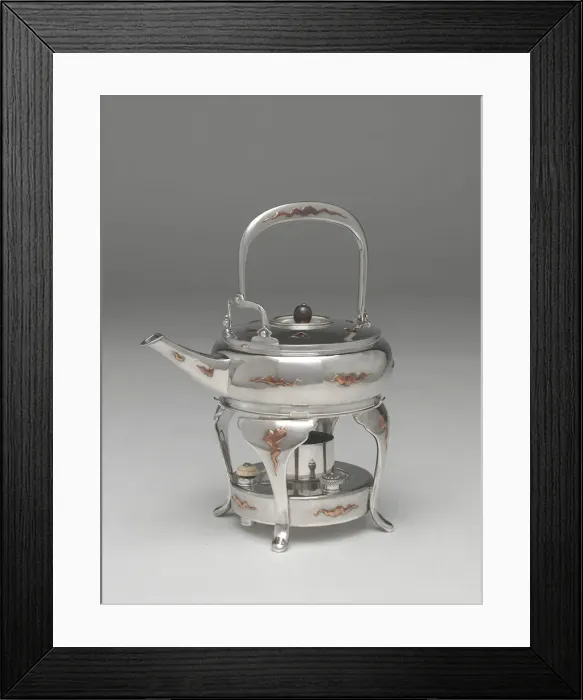 Framed Print : Tea kettle, 1877, and stand, 1889. Creator: Tiffany & Co Framed Print : Tea kettle, 1877, and stand, 1889. Creator: Tiffany & Co