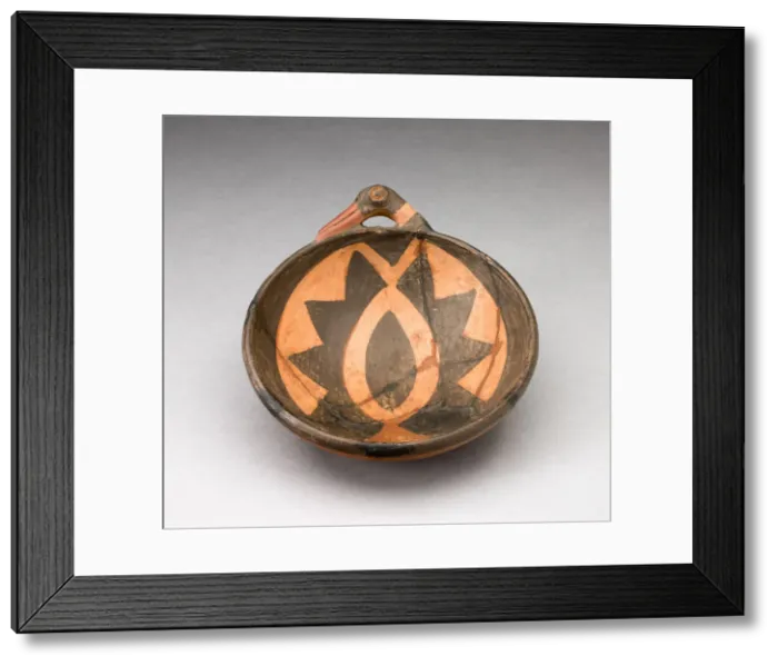 Framed Print : Miniature Bowl with Large Geometric Motif and Bird-Head Handle, A. D. 1450 / 1532 Framed Print : Miniature Bowl with Large Geometric Motif and Bird-Head Handle, A. D. 1450 / 1532