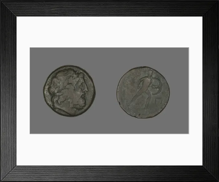Framed Print : Pentokion (Coin) Depicting the God Zeus, after 210 BCE. Creator: Unknown Framed Print : Pentokion (Coin) Depicting the God Zeus, after 210 BCE. Creator: Unknown