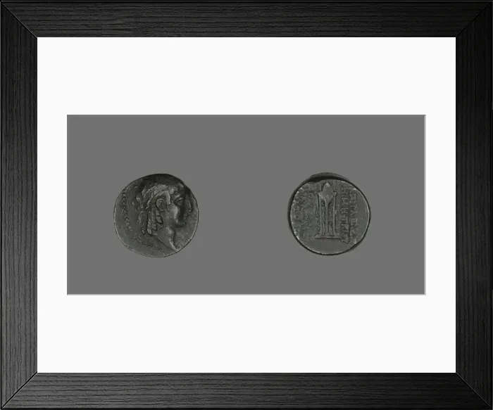 Framed Print : Coin Depicting the God Apollo, 146-139 BCE, issued by of Demetrius II. Creator: Unknown Framed Print : Coin Depicting the God Apollo, 146-139 BCE, issued by of Demetrius II. Creator: Unknown