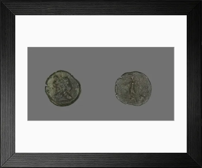 Framed Print : Coin Depicting the God Zeus (?), about 400 BCE or earlier. Creator: Unknown Framed Print : Coin Depicting the God Zeus (?), about 400 BCE or earlier. Creator: Unknown