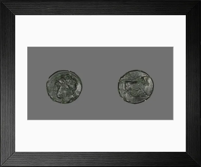 Framed Print : Coin Depicting the God Apollo, about 340-241 BCE. Creator: Unknown Framed Print : Coin Depicting the God Apollo, about 340-241 BCE. Creator: Unknown