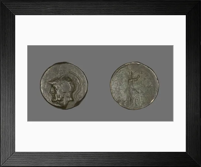 Framed Print : Coin Depicting the God Mars, about 282-203 BCE. Creator: Unknown Framed Print : Coin Depicting the God Mars, about 282-203 BCE. Creator: Unknown