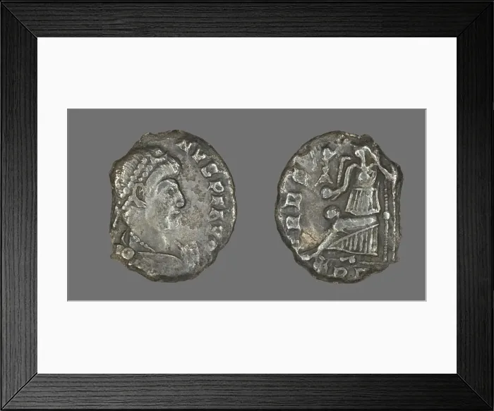 Framed Print : Coin Portraying an Emperor, late 4th century. Creator: Unknown Framed Print : Coin Portraying an Emperor, late 4th century. Creator: Unknown