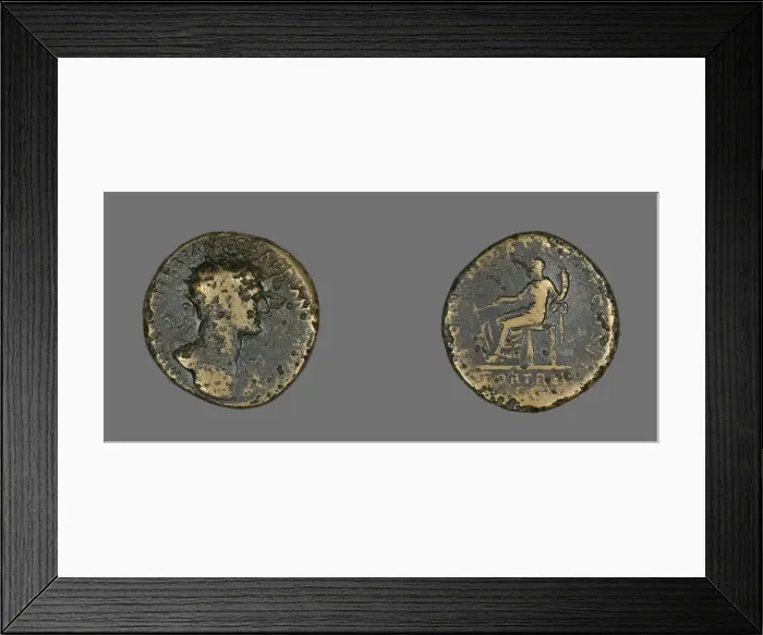 Framed Print : Dupondius (Coin) Portraying Emperor Hadrian, 117-138. Creator: Unknown Framed Print : Dupondius (Coin) Portraying Emperor Hadrian, 117-138. Creator: Unknown