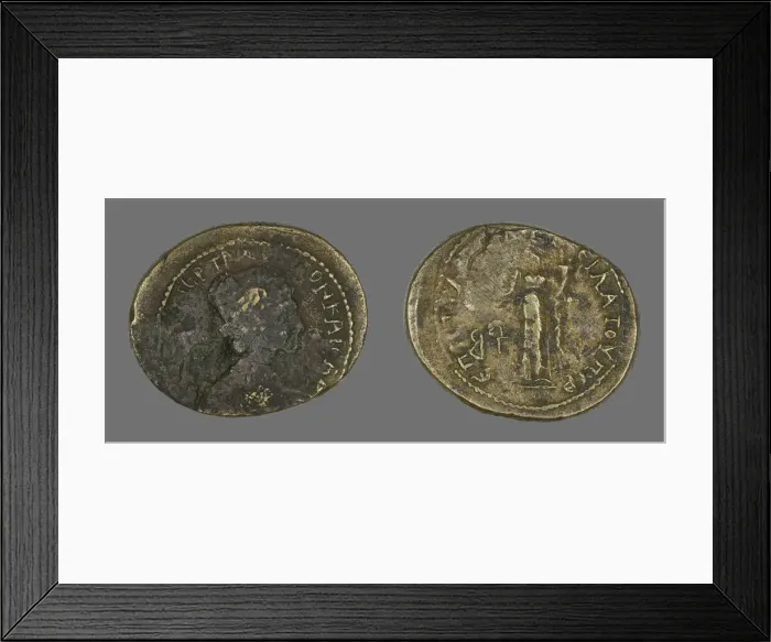 Framed Print : Coin Depicting a Female Bust, 98-117 (?). Creator: Unknown Framed Print : Coin Depicting a Female Bust, 98-117 (?). Creator: Unknown