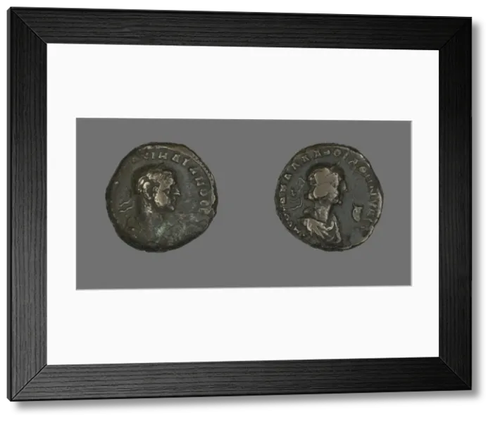 Framed Print : Tetradrachm (Coin) Portraying Emperor Aurelian, 270. Creator: Unknown