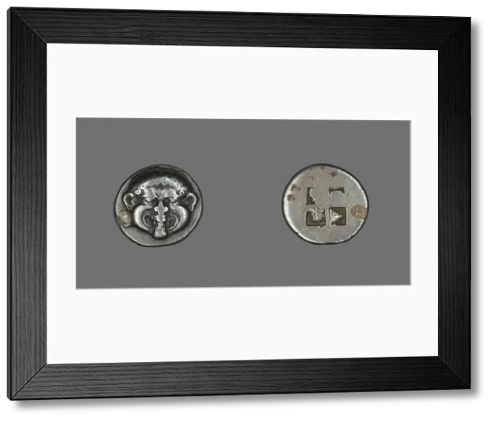 Framed Print : Drachm (Coin) Depicting a Gorgon, early 5th century BCE. Creator: Unknown Framed Print : Drachm (Coin) Depicting a Gorgon, early 5th century BCE. Creator: Unknown
