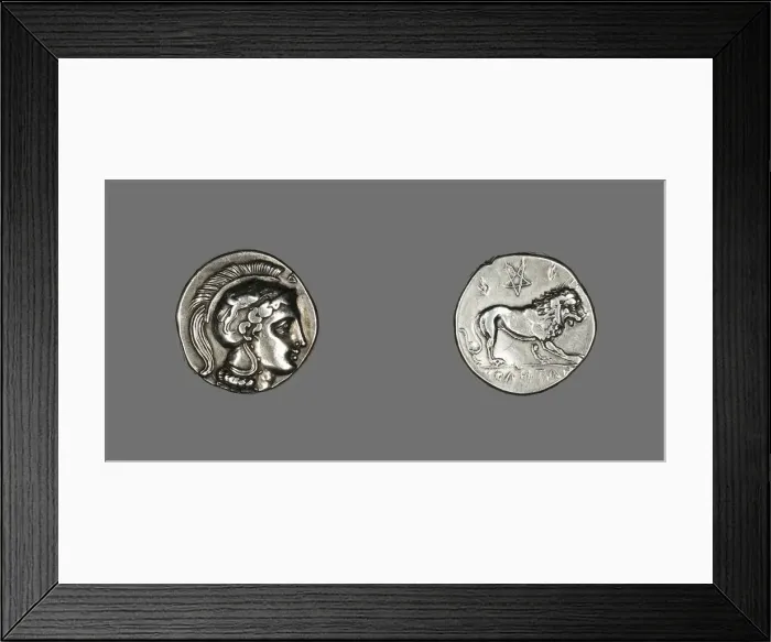 Framed Print : Stater (?) (Coin) Depicting the Goddess Athena, 4th-mid 3rd century BCE. Creator: Unknown Framed Print : Stater (?) (Coin) Depicting the Goddess Athena, 4th-mid 3rd century BCE. Creator: Unknown