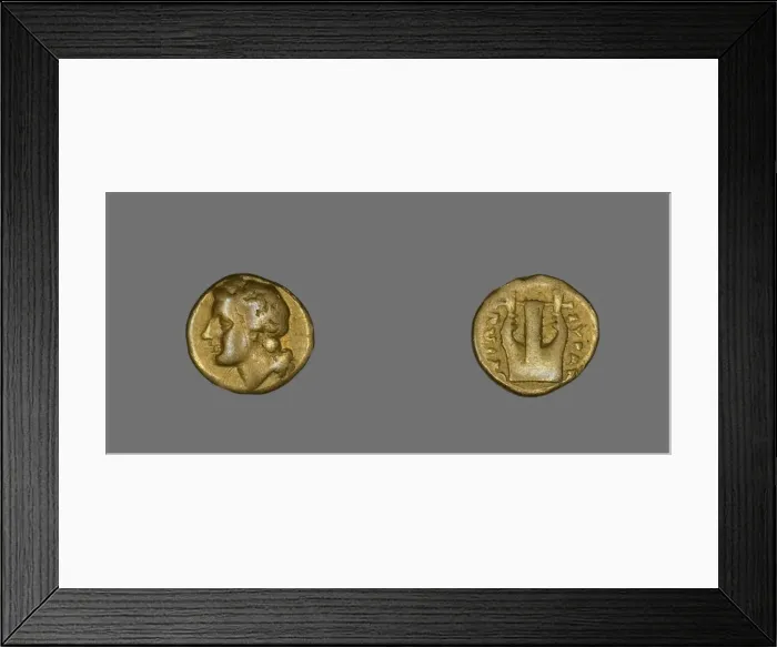 Framed Print : Coin Depicting the God Apollo, about 357-353 BCE. Creator: Unknown Framed Print : Coin Depicting the God Apollo, about 357-353 BCE. Creator: Unknown