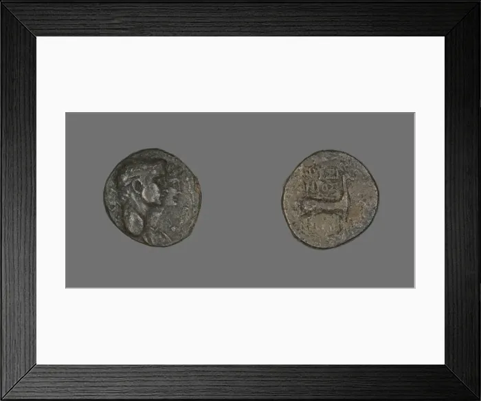 Framed Print : Coin Depicting Jugate Heads of Emperor Claudius and Agrippina, AD 41 / 54. Creator: Unknown Framed Print : Coin Depicting Jugate Heads of Emperor Claudius and Agrippina, AD 41 / 54. Creator: Unknown