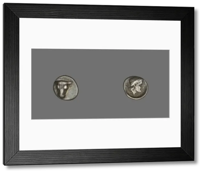 Framed Print : Hemidrachm (Coin) Depicting Bucranium, 355-346 BCE. Creator: Unknown Framed Print : Hemidrachm (Coin) Depicting Bucranium, 355-346 BCE. Creator: Unknown