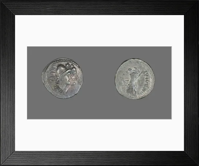 Framed Print : Denarius (Coin) Depicting the Dioscuri, 49 BCE. Creator: Unknown Framed Print : Denarius (Coin) Depicting the Dioscuri, 49 BCE. Creator: Unknown