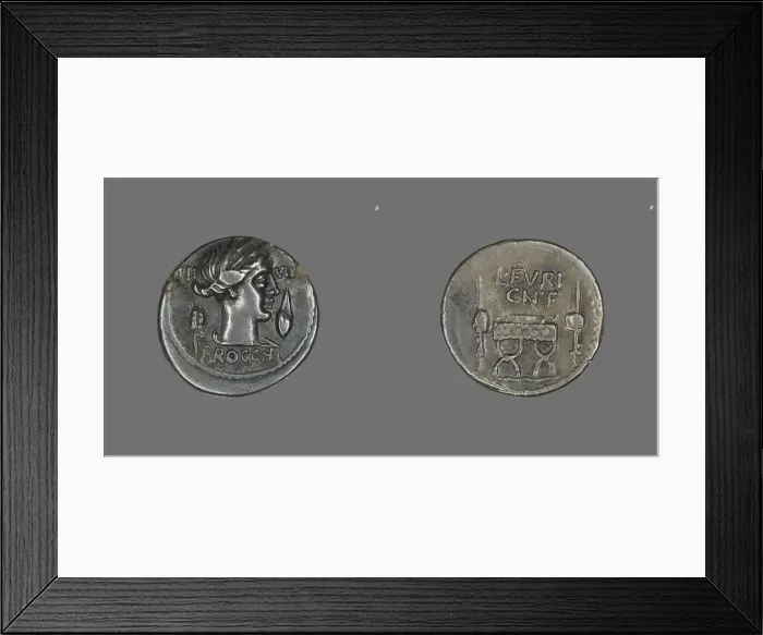 Framed Print : Denarius (Coin) Depicting the Goddess Ceres, about 63 BCE. Creator: Unknown Framed Print : Denarius (Coin) Depicting the Goddess Ceres, about 63 BCE. Creator: Unknown