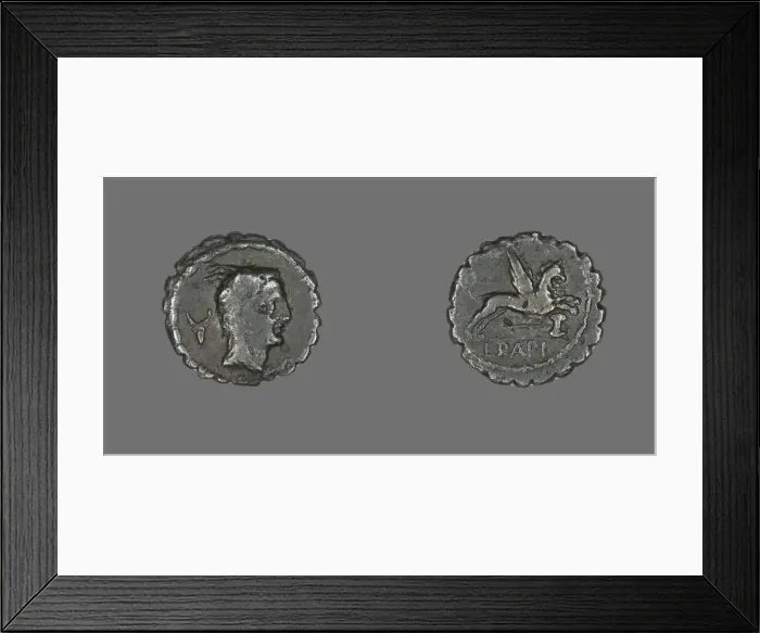 Framed Print : Denarius Serratus (Coin) Depicting the Goddess Juno Sospita, about 79 BCE Framed Print : Denarius Serratus (Coin) Depicting the Goddess Juno Sospita, about 79 BCE