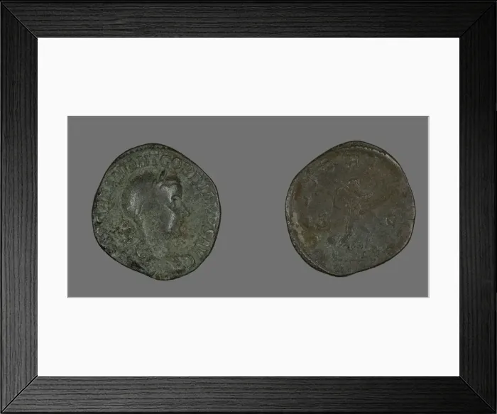 Framed Print : Sestertius (Coin) Portraying Emperor Gordianus, 238-244. Creator: Unknown Framed Print : Sestertius (Coin) Portraying Emperor Gordianus, 238-244. Creator: Unknown
