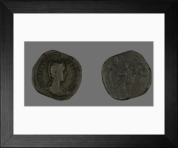 Framed Print : Sestertius (Coin) Portraying Empress Marcia Otacilia Severa, 244-249. Creator: Unknown Framed Print : Sestertius (Coin) Portraying Empress Marcia Otacilia Severa, 244-249. Creator: Unknown