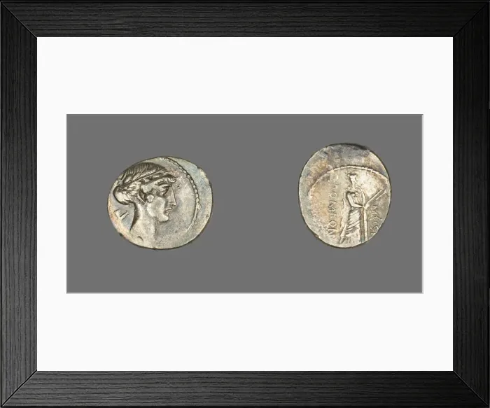 Framed Print : Denarius (Coin) Depicting the God Apollo, 66 BCE. Creator: Unknown Framed Print : Denarius (Coin) Depicting the God Apollo, 66 BCE. Creator: Unknown