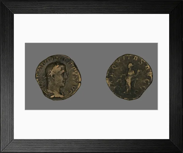 Framed Print : Sestertius (Coin) Portraying Philip the Arab, 244-249. Creator: Unknown Framed Print : Sestertius (Coin) Portraying Philip the Arab, 244-249. Creator: Unknown